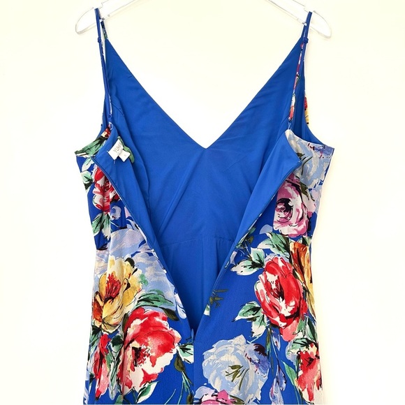 Yumi Kim Revolve Jasmine Silk Maxi Dress Floral Slit Blue Wedding Size Small - Picture 9 of 13